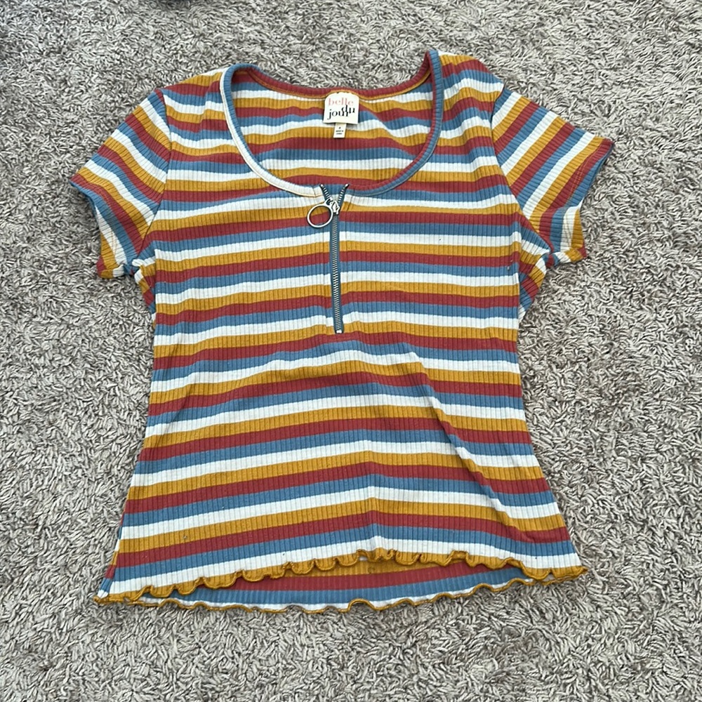 Rainbow half zip up top